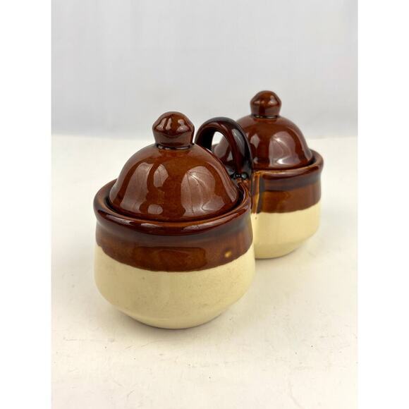 VTG Relish Condiment Server Brown Tan Ceramic Stoneware Taiwan 1970's - Picture 2 of 16